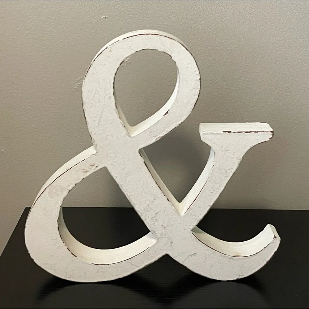 White Wooden Ampersand & - home accent/wedding decor
